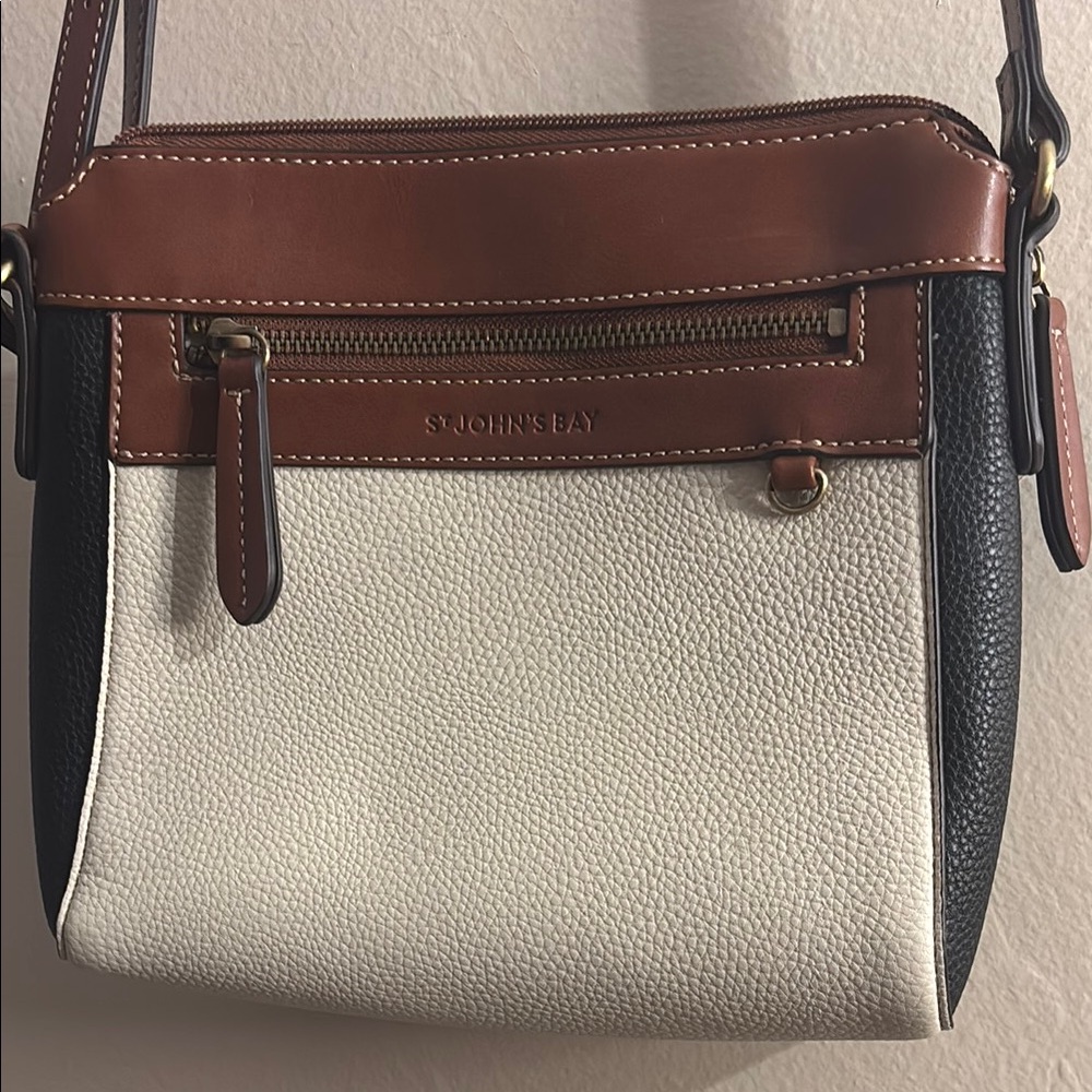 St. John's Bay Black, White, and Brown Crossbody Bag